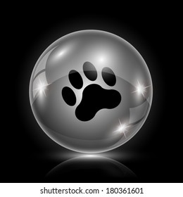 Shiny glossy icon - glass ball on black background