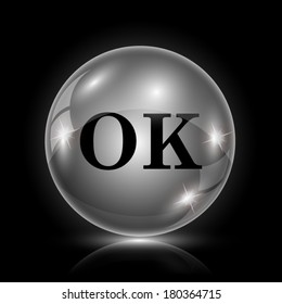 Shiny glossy icon - glass ball on black background