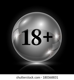 Shiny glossy icon - glass ball on black background