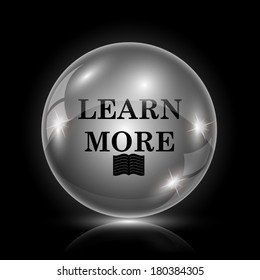 Shiny glossy icon - glass ball on black background