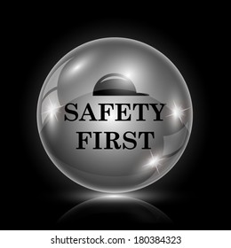 Shiny glossy icon - glass ball on black background