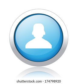 Shiny glossy icon with white design on Blue background, user button