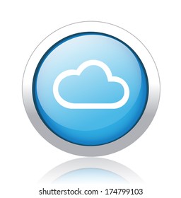 Shiny glossy icon with white design on Blue background, weather button