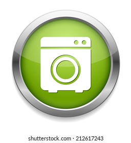 Shiny glossy icon with white design, washer button