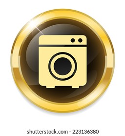 Shiny glossy icon with white design, washer button