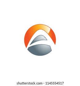 Shiny glossy A letter with circle vector logo design