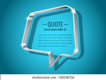 Shiny glossy of metal 3d banner. Abstract form, for messages or quotes. Vector illustration