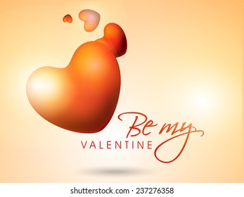 Shiny and glossy red hearts with Be My Valentine text for Happy Valentine's Day celebration.
