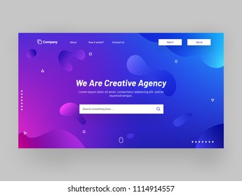 Shiny or glossy responsive landing page design with fluid art elements for creative agency concept. Shiny or glossy responsive landing page design with fluid art elements for creative agency concept.