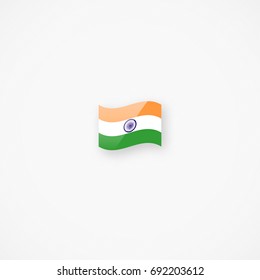 Shiny glossy small waving flag of India vector icon 