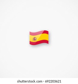 Shiny glossy small waving flag of Spain vector icon 