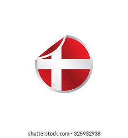 shiny glossy theme national flag - denmark