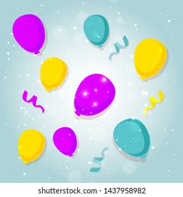 Shiny and glossy vectorial concept with ballon and stars in light blue background