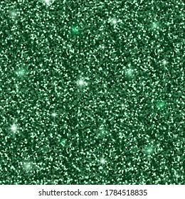 Shiny glow abstract green background. Glitter lights green background. Vector illustration. Green glitter texture christmas abstract background.