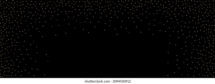 Brillante Vector De Papel Brillo Fondo Panorámico Negro. Pancarta resumen de Shine. Tarjeta de arte Gold Round. Polvo Feliz Fondo.
