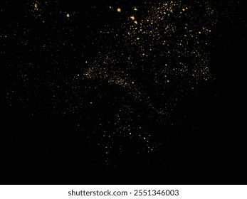 Shiny glow shimmer dust light effect gold glitter luxury glamour texture. glitter gold bokeh celebratory texture. Splatter gold glitter stardust light effect golden color confetti background