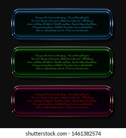 Shiny glowing banner buttons set