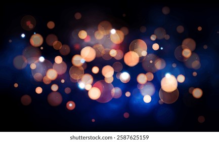 Shiny glowing bokeh light, glitter overlay texture, gold dust pattern, christmas holiday or new year festive glittering light beam and golden photo lens flare background for social media. Xmas bokeh.