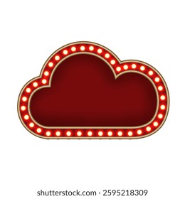 Shiny glowing cloud retro light box vintage casino frame vector