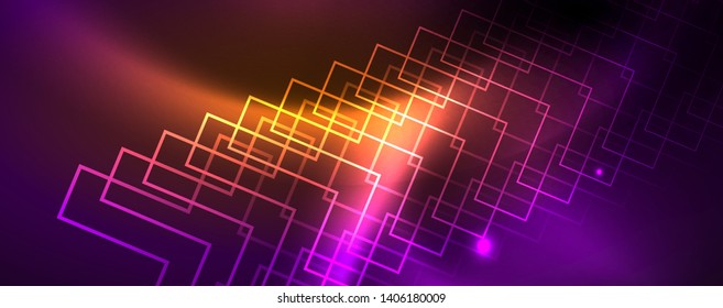 Shiny glowing design background, neon style lines, technology concept
