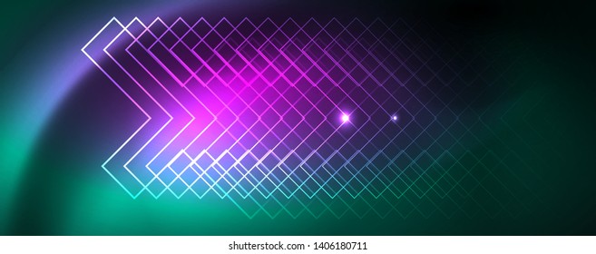 Shiny glowing design background, neon style lines, technology concept