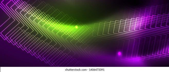Fondo brillante de diseño, líneas de estilo neón, concepto de tecnología