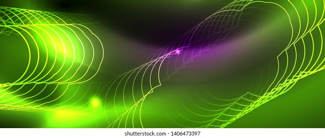 Shiny glowing design background, neon style lines, technology concept