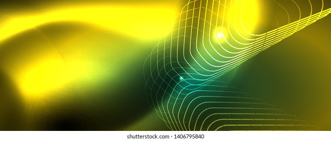 glänzend glänzender Designhintergrund, neonische Linien, Technologiekonzept