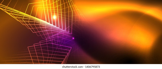 Fondo brillante de diseño, líneas de estilo neón, concepto de tecnología