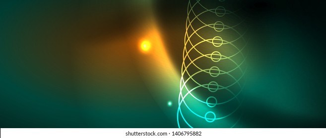 Shiny glowing design background, neon style lines, technology concept