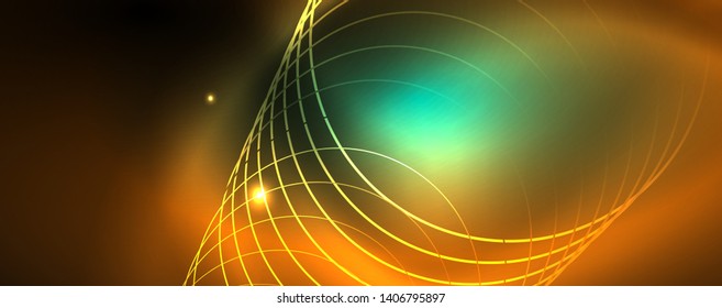 Shiny glowing design background, neon style lines, technology concept