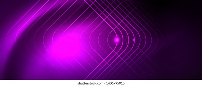 glänzend glänzender Designhintergrund, neonische Linien, Technologiekonzept