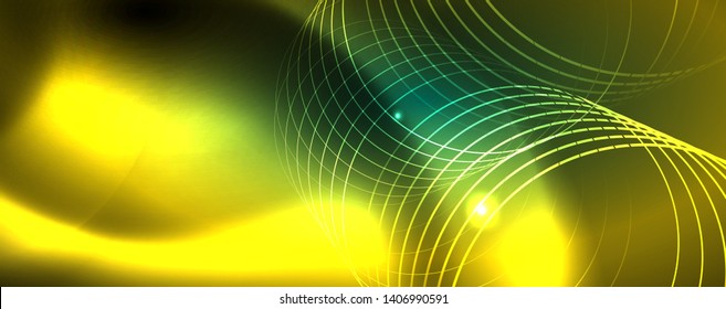 Shiny glowing design background, neon style lines, technology concept