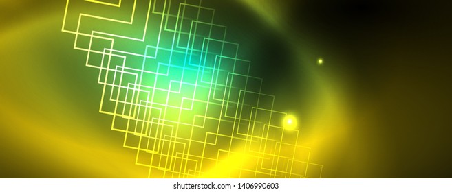 glänzend glänzender Designhintergrund, neonische Linien, Technologiekonzept