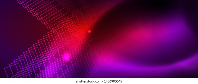 Fondo brillante de diseño, líneas de estilo neón, concepto de tecnología