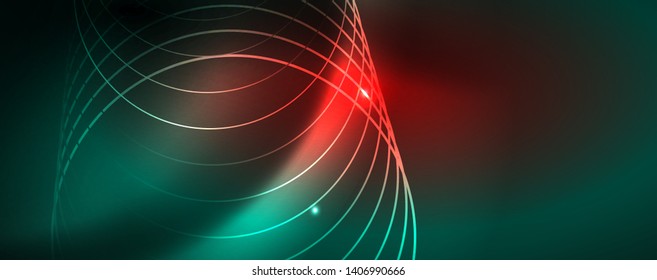 Shiny glowing design background, neon style lines, technology concept
