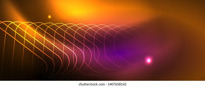 Shiny glowing design background, neon style lines, technology concept