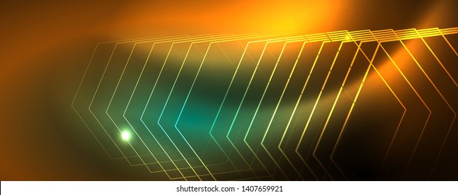 Fondo brillante de diseño, líneas de estilo neón, concepto de tecnología