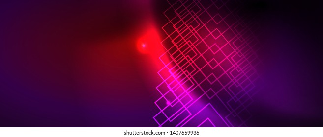 glänzend glänzender Designhintergrund, neonische Linien, Technologiekonzept