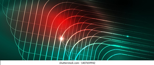Fondo brillante de diseño, líneas de estilo neón, concepto de tecnología