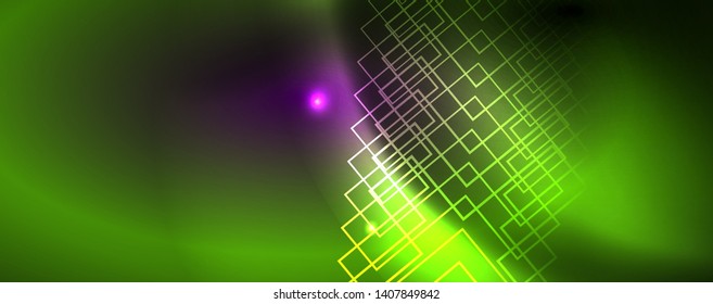 Shiny glowing design background, neon style lines, technology concept