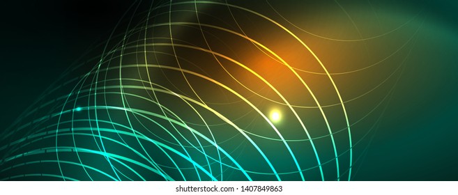 Fondo brillante de diseño, líneas de estilo neón, concepto de tecnología