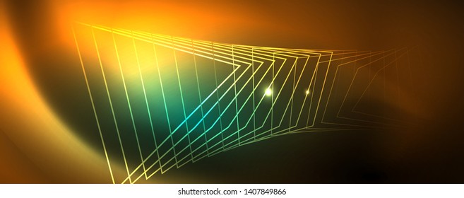 Shiny glowing design background, neon style lines, technology concept