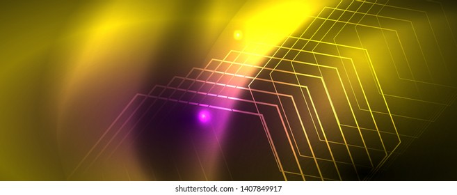 Fondo brillante de diseño, líneas de estilo neón, concepto de tecnología