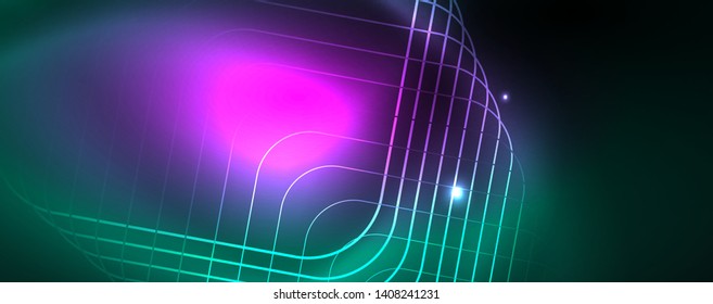 glänzend glänzender Designhintergrund, neonische Linien, Technologiekonzept