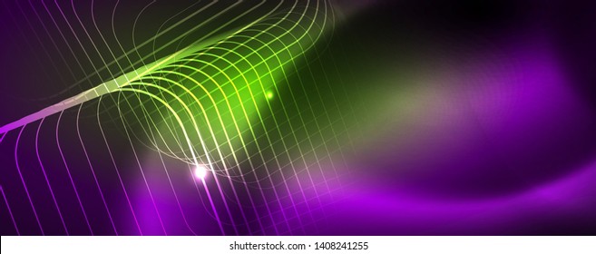 Shiny glowing design background, neon style lines, technology concept