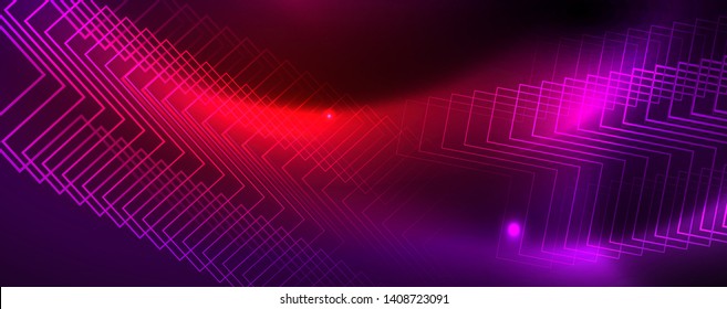 Shiny glowing design background, neon style lines, technology concept