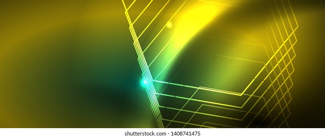 Fondo brillante de diseño, líneas de estilo neón, concepto de tecnología