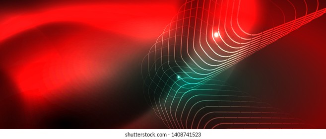 glänzend glänzender Designhintergrund, neonische Linien, Technologiekonzept