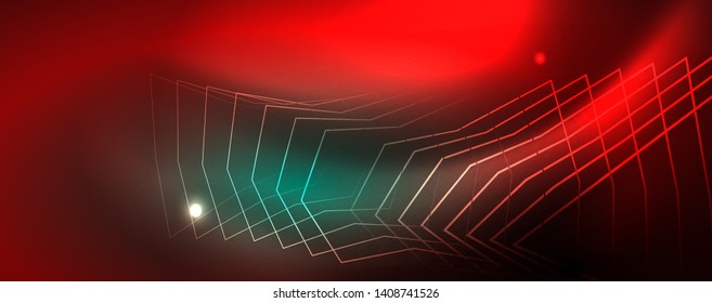 glänzend glänzender Designhintergrund, neonische Linien, Technologiekonzept